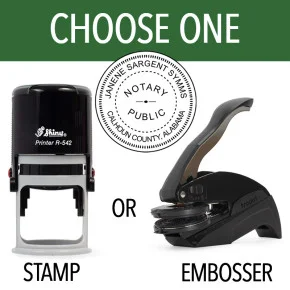 Alabama State at Large Notary Seal - Choose Stamp or Embosser